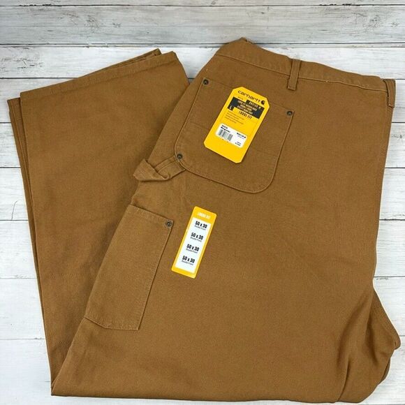 Carhartt Double‎ Knee Pants 50x30 Brown Utility B136 Loose Fit Work Hammer Loop - Picture 1 of 9